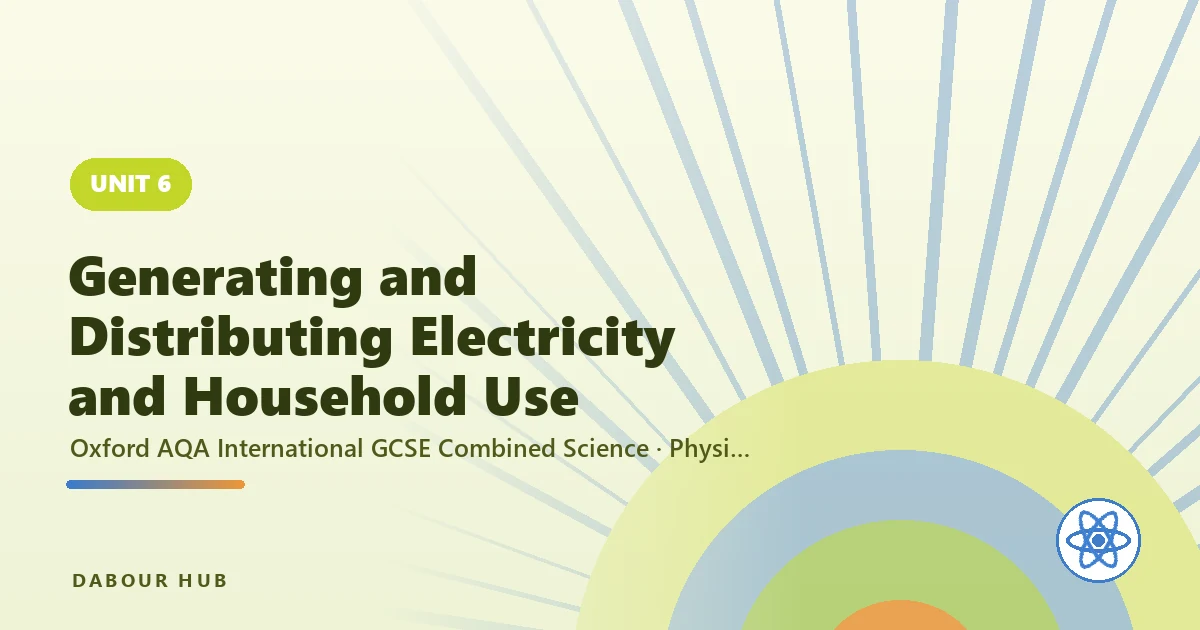 Generating and Distributing Electricity and Household Use — unit cover