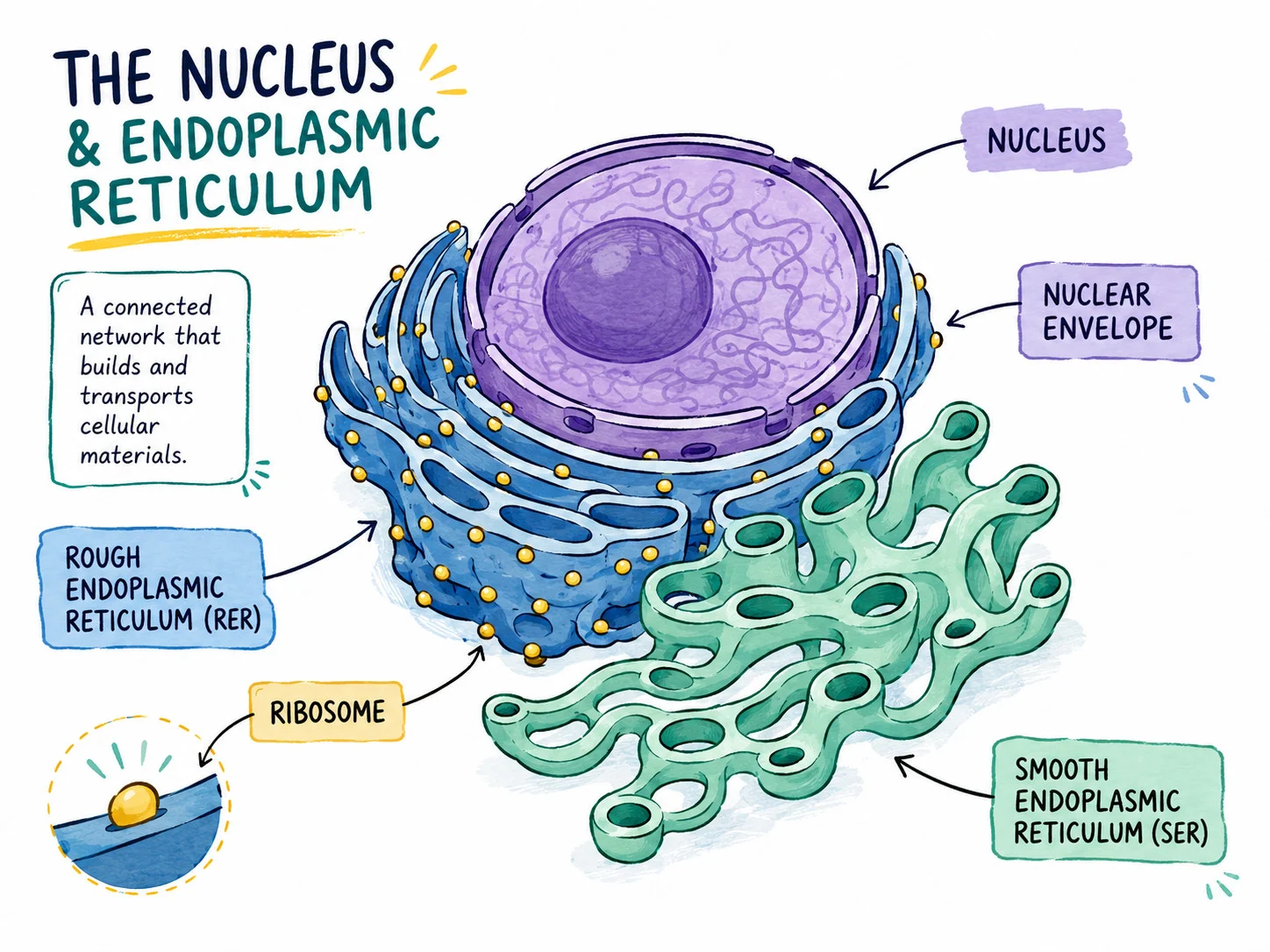 Nucleus and endoplasmic reticulum