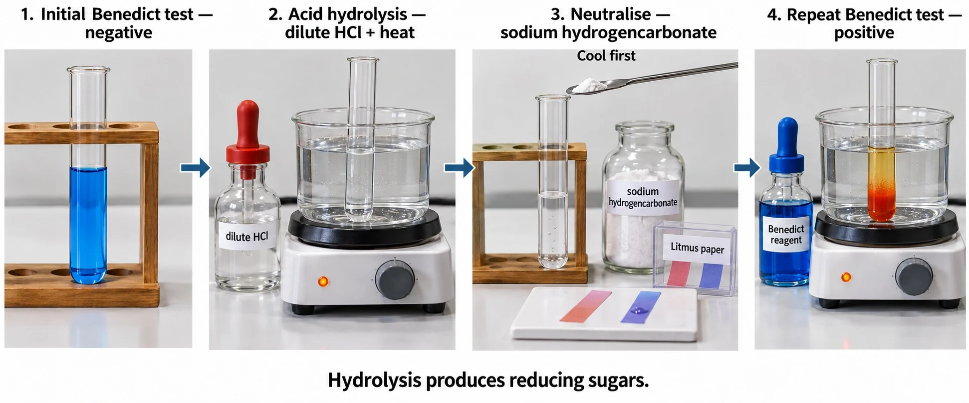 Reducing and non-reducing sugar structure and test — section 4