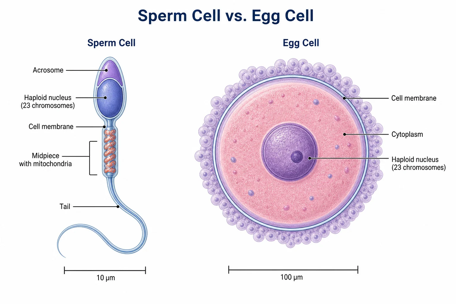 Sperm and egg: contrasting structures and adaptations