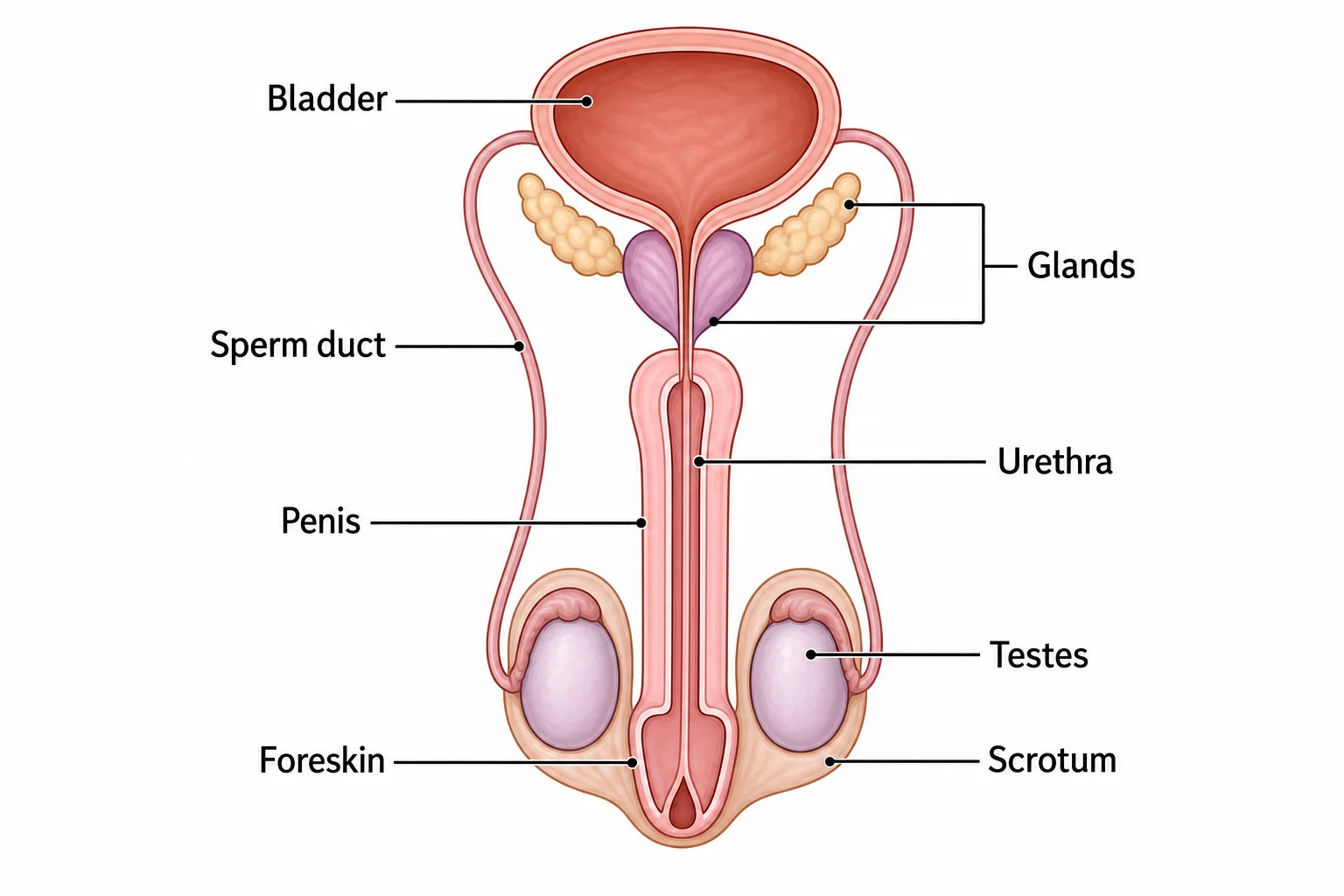 Male reproductive system and the sperm duct