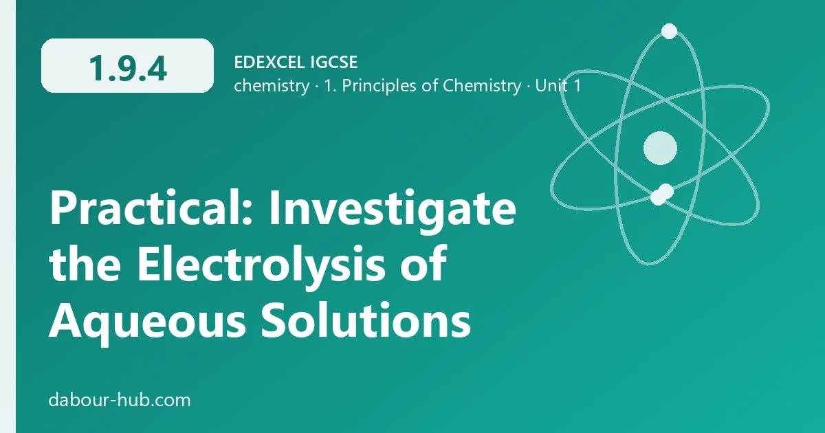 1.9.4 Practical: Investigate the Electrolysis of Aqueous Solutions