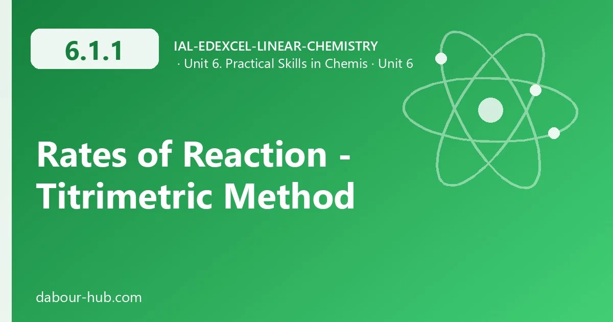 6.1.1 Rates of Reaction - Titrimetric Method