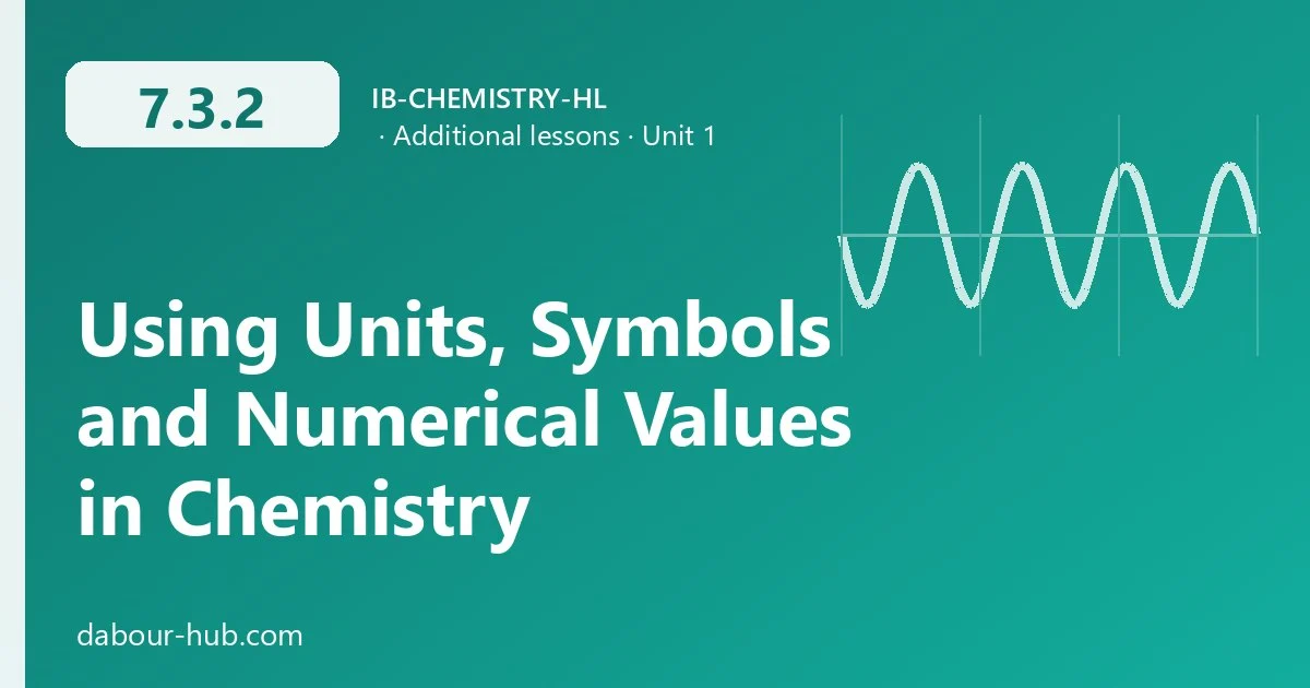 7.3.2 Using Units, Symbols and Numerical Values in Chemistry