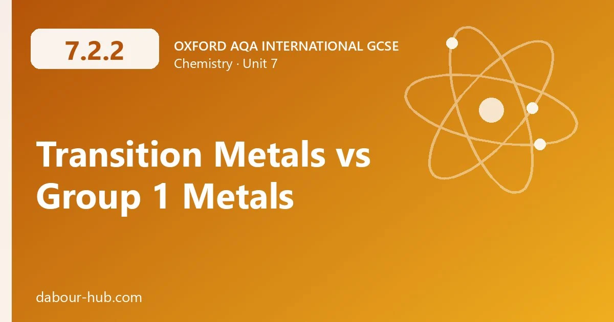 7.2.2 Transition Metals vs Group 1 Metals