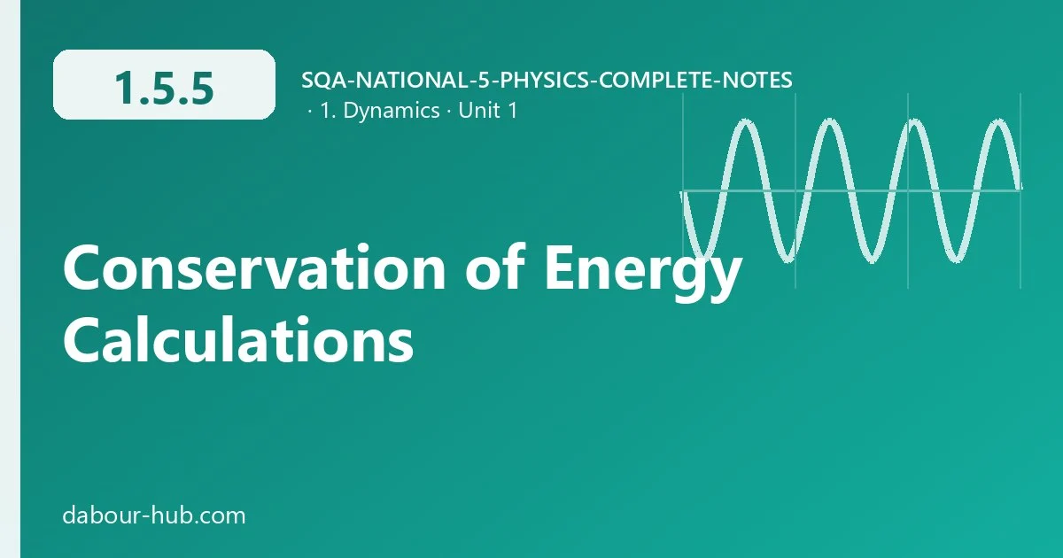 1.5.5 Conservation of Energy Calculations