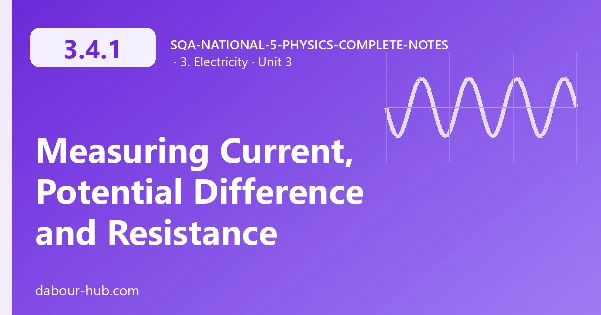 3.4.1 Measuring Current, Potential Difference and Resistance