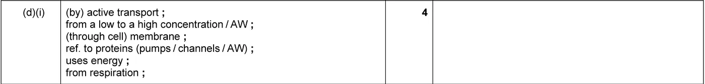 Answer to written question 1 (d)(iv)