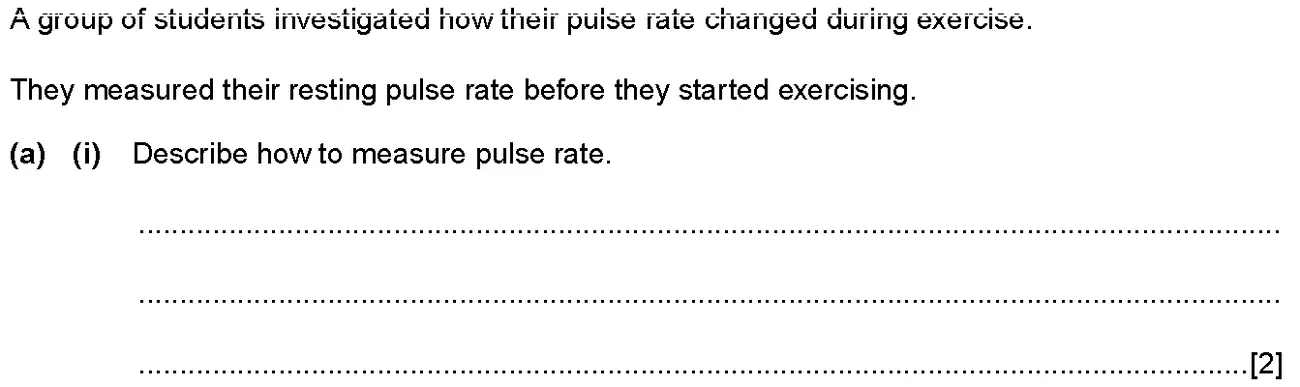 Checkpoint quiz written question 2 (a)(i)