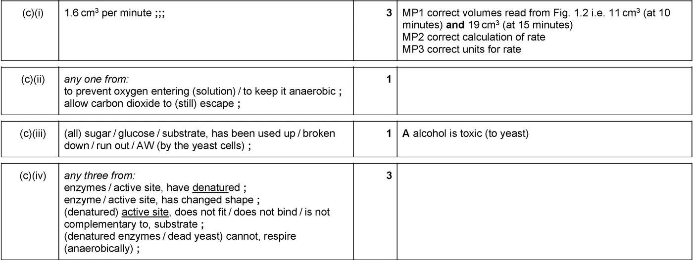 Answer to written question 1 (c)(ii)