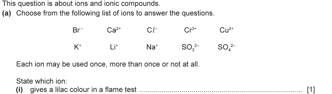 Checkpoint quiz written question 1 (a)(i)