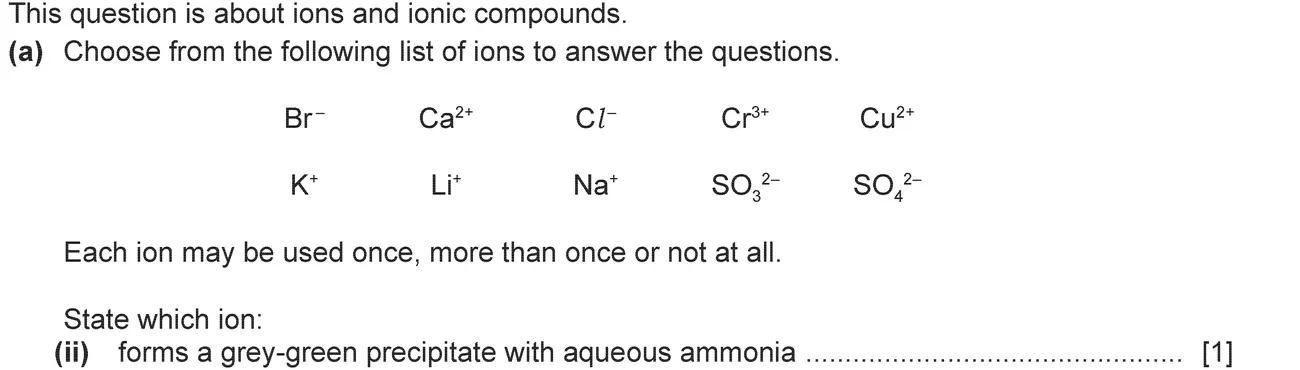 Checkpoint quiz written question 1 (a)(ii)