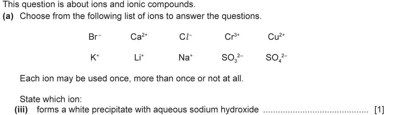 Checkpoint quiz written question 1 (a)(iii)