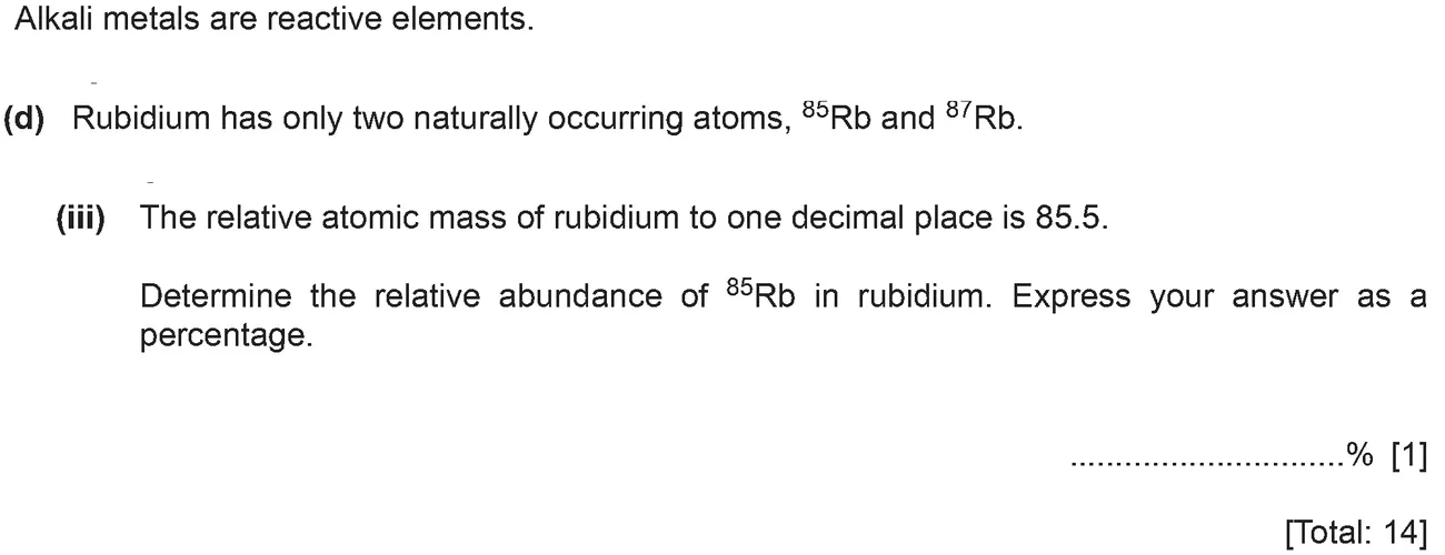 Checkpoint quiz written question 1 (d)(iii)