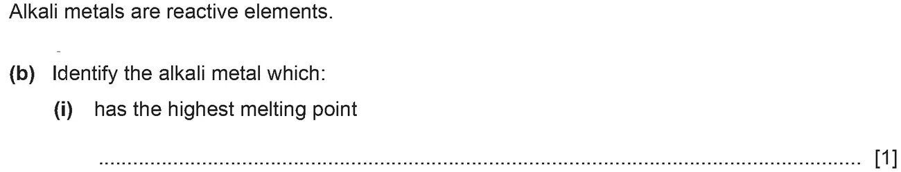 Checkpoint quiz written question 1 (b)(i)