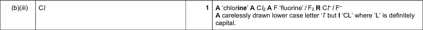 Answer to written question 1 (b)(iii)
