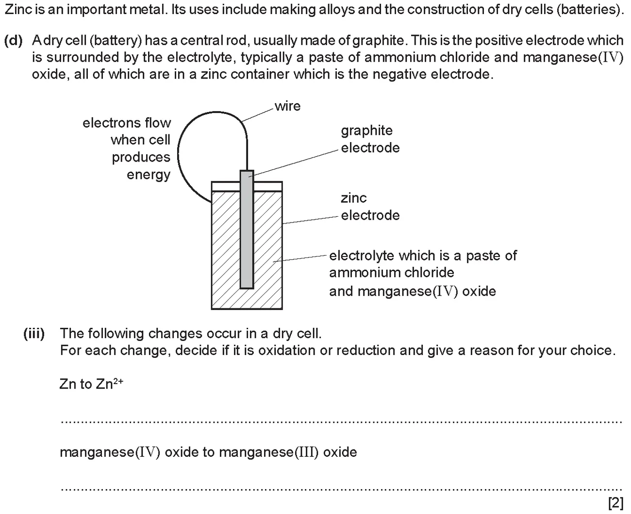 Checkpoint quiz written question 1 (d)(iii)