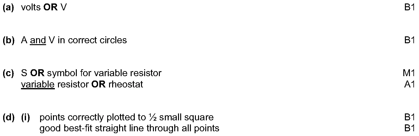 Answer to written question 9 (b)