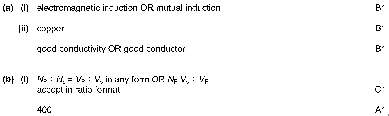 Answer to written question 5 (a)(i)