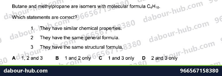 IGCSE Chemistry 11.11 Isomers - Question 1