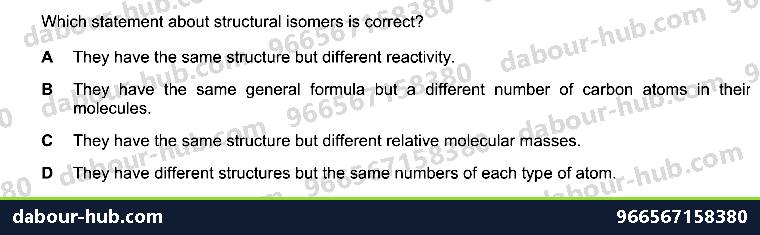 IGCSE Chemistry 11.11 Isomers - Question 5
