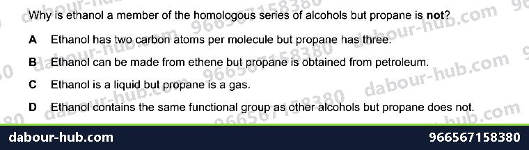 IGCSE Chemistry 11.2-b Homologous series - Question 9