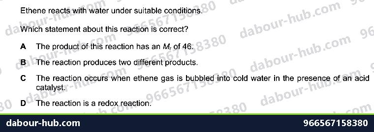 IGCSE Chemistry 11.5 Alkenes - Question 9