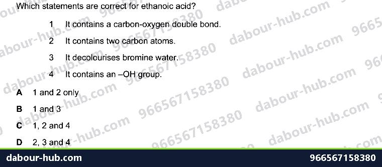 IGCSE Chemistry 11.7 Carboxylic acids - Question 4