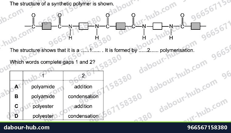 IGCSE Chemistry 11.8 Polymers - Question 10