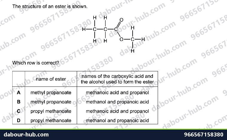 IGCSE Chemistry 11.9 Esters - Question 2