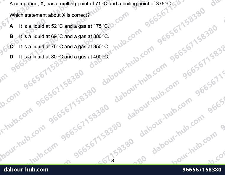 IGCSE Chemistry 1.1 Solids, liquids and gases - Question 4