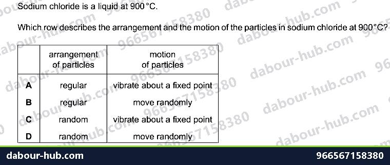 IGCSE Chemistry 1.1 Solids, liquids and gases - Question 6