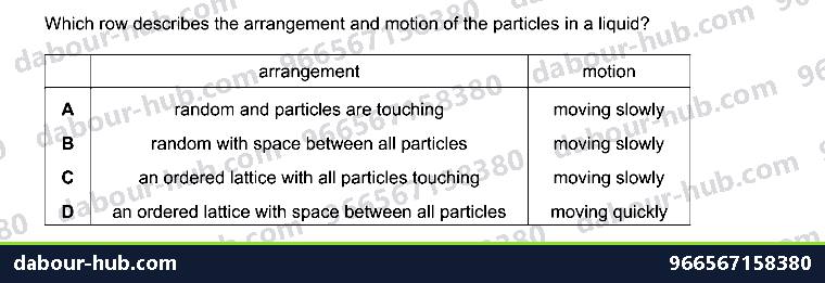 IGCSE Chemistry 1.1 Solids, liquids and gases - Question 7