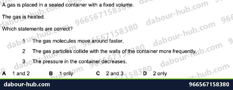 IGCSE Chemistry 1.4 Effects of temperature and pressure on the volume of a gas - Question 4