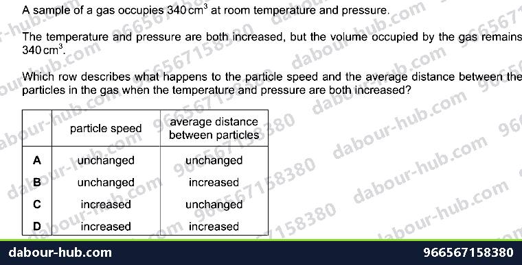 IGCSE Chemistry 1.4 Effects of temperature and pressure on the volume of a gas - Question 6