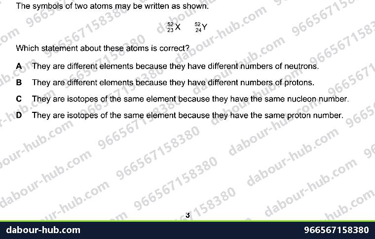 IGCSE Chemistry 2.3 Isotopes - Question 2