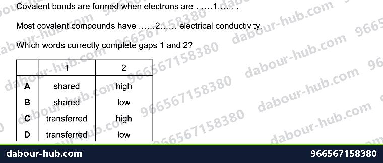 IGCSE Chemistry 2.5 Simple molecules and covalent bonds - Question 4