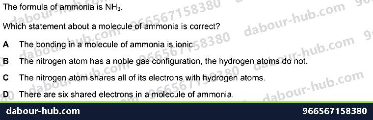 IGCSE Chemistry 2.5 Simple molecules and covalent bonds - Question 8