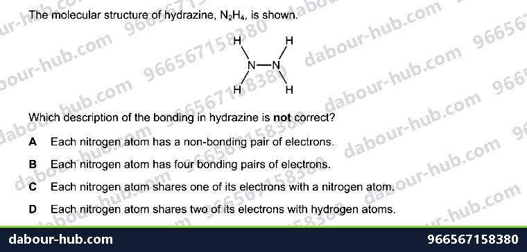 IGCSE Chemistry 2.5 Simple molecules and covalent bonds - Question 9