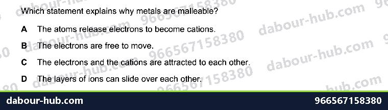 IGCSE Chemistry 2.7 Metallic bonding - Question 10