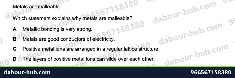IGCSE Chemistry 2.7 Metallic bonding - Question 3