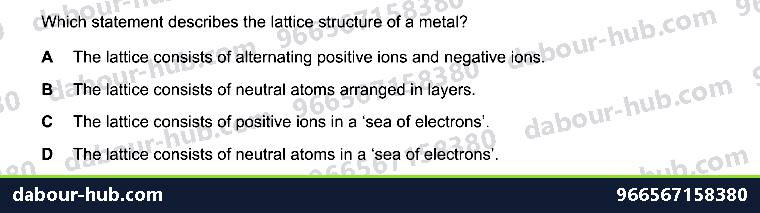 IGCSE Chemistry 2.7 Metallic bonding - Question 6