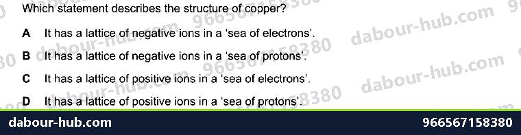 IGCSE Chemistry 2.7 Metallic bonding - Question 7