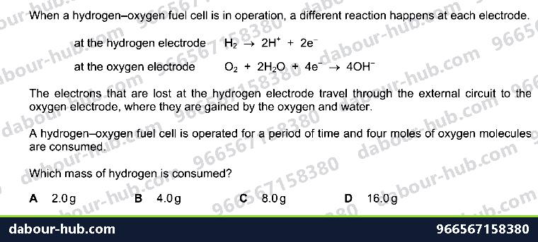 IGCSE Chemistry 4.4 Hydrogen-oxygen fuel cells - Question 10