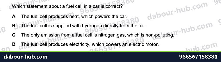 IGCSE Chemistry 4.4 Hydrogen-oxygen fuel cells - Question 3