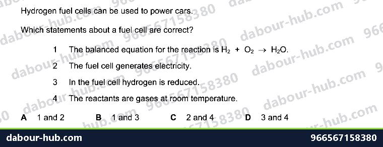 IGCSE Chemistry 4.4 Hydrogen-oxygen fuel cells - Question 6
