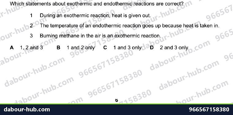 IGCSE Chemistry 5.1 Exothermic and endothermic reactions - Question 10