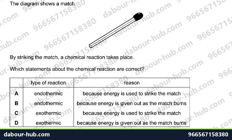 IGCSE Chemistry 5.1 Exothermic and endothermic reactions - Question 5