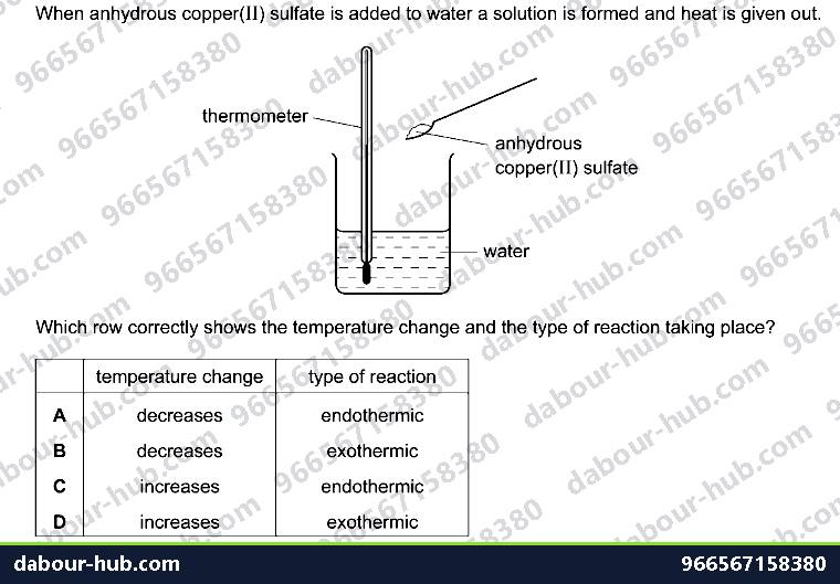 IGCSE Chemistry 5.1 Exothermic and endothermic reactions - Question 6