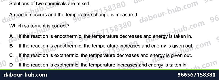 IGCSE Chemistry 5.1 Exothermic and endothermic reactions - Question 7